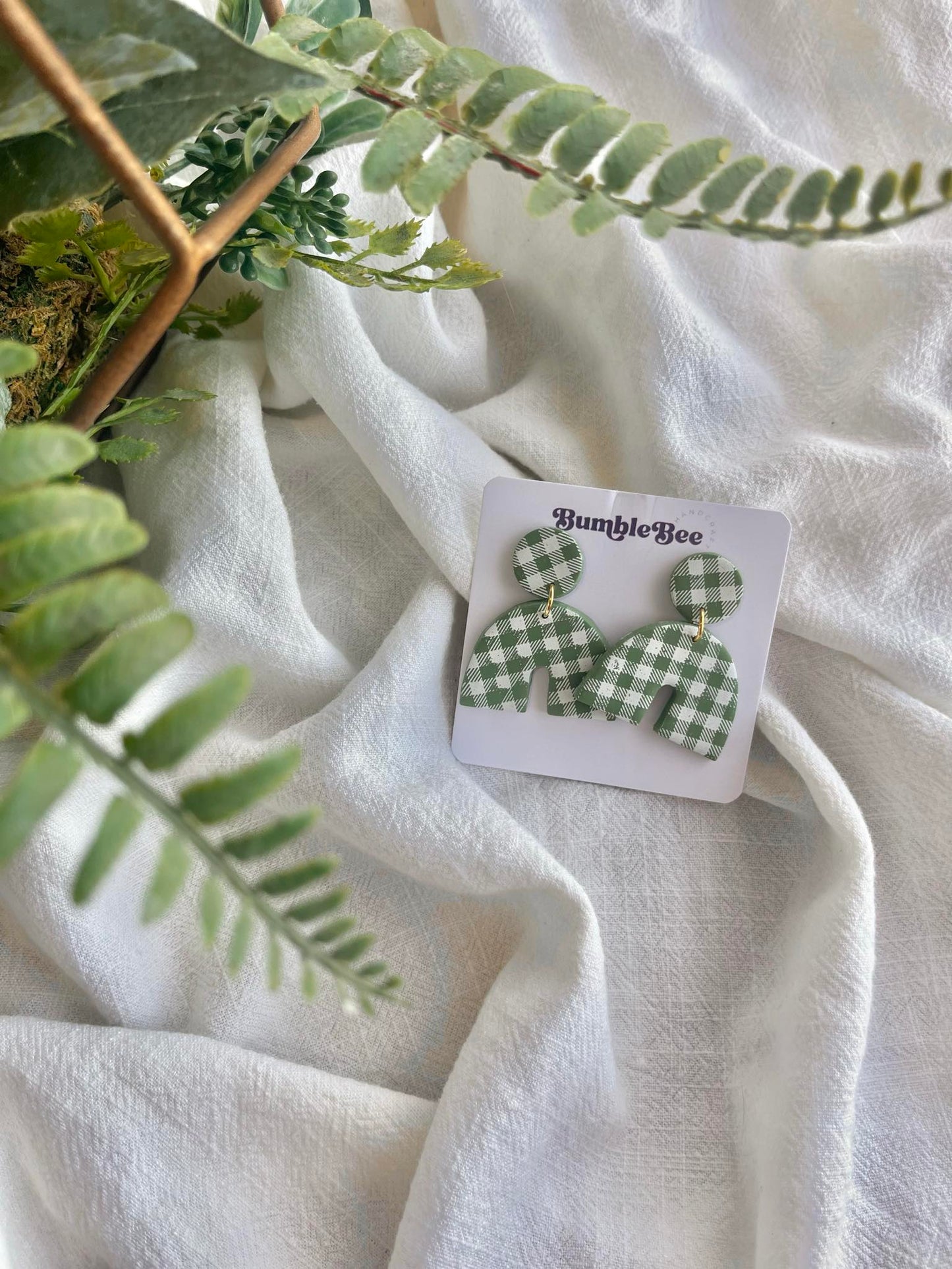 Green Plaid Dangles